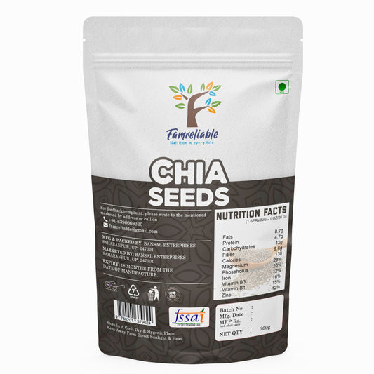 Famreliable Organic Chia Seeds 200g – Omega-3 Rich Superfood