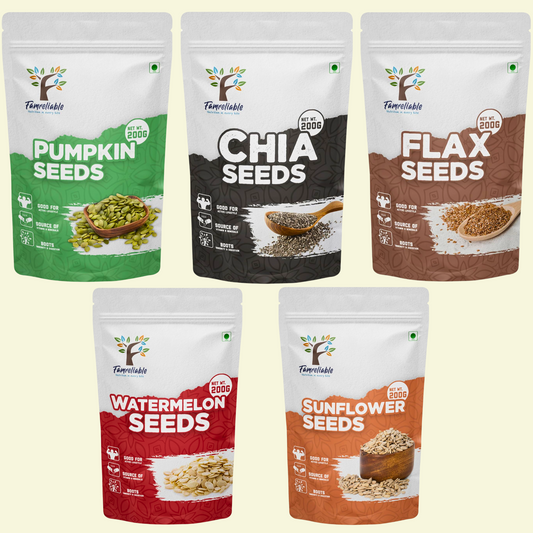 Famreliable Super Seeds Combo Pack 1kg – Chia, Flax, Pumpkin, Sunflower & Watermelon